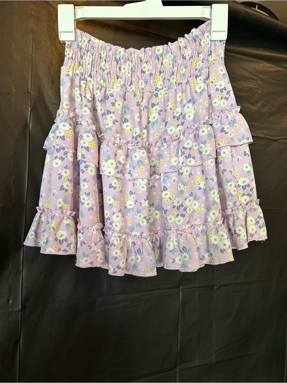 Floral Ruffle Mini Skirt - Lavender